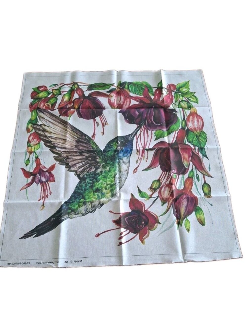 Fun sewing Hummingbird Fabric Panel - 24" x 24" Square